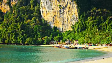 View of tropical beach on a background of mountains Video stock 36319125
