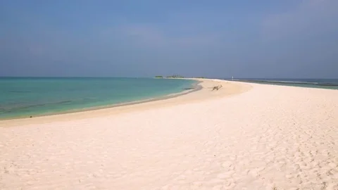 View of tropical beach with white sand in Maldives. Stock Footage 82870037