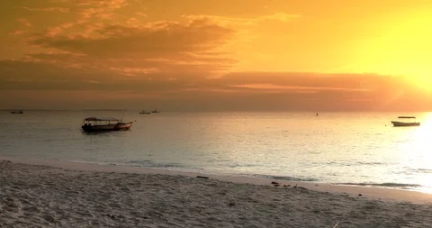 View Of Tropical sunset Beach Matemwe Village in Unguja, Tanzania Zanzibar Stock Footage 90494686