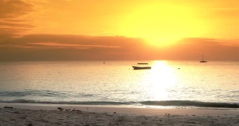View Of Tropical sunset Beach Matemwe Village in Unguja, Tanzania Zanzibar Stock Footage 90494691
