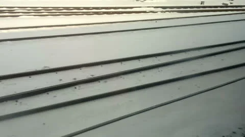 View trough the window of a train to the railways Stock Footage 23630664