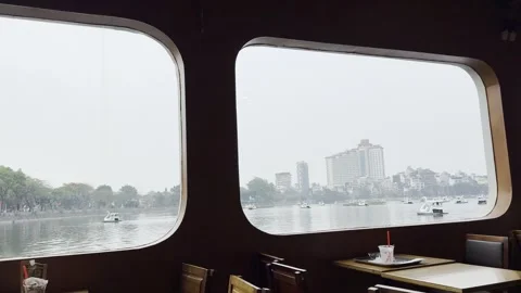View Of Truc Bach Lake From A Lakeside Cafe In Hanoi Vietnam Stock Footage 334864364