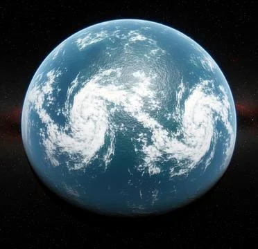 View of a true alien ocean world in deep space. Stock Illustration