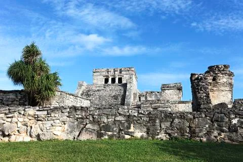 View of tulum ruins Stock Photos