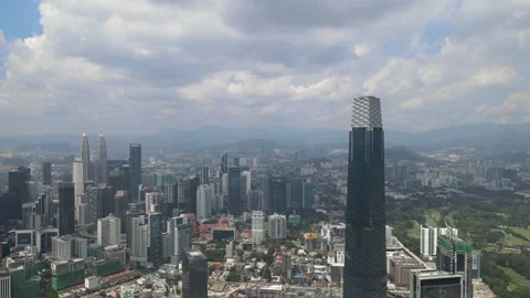 View of Tun Razak Exchange and KLCC Twin Tower Stock Footage 148496870
