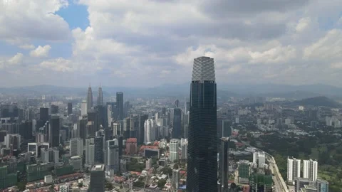 View of Tun Razak Exchange which is one of the landmarks in Kuala Lumpur Stock Footage 148496856