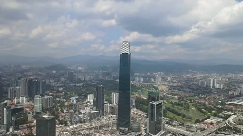 View of Tun Razak Exchange which is one of the landmarks in Kuala Lumpur Stock Footage 148496974