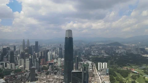 View of Tun Razak Exchange, which is one of the landmarks in Kuala Lumpur Stock Footage 148497088
