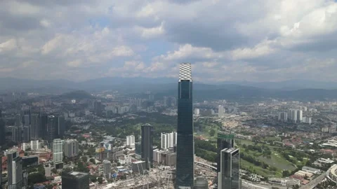 View of Tun Razak Exchange, which is one of the landmarks in Kuala Lumpur Stock Footage 148497152