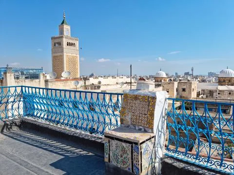 View of Tunis in a typical rooftop Stock Photos
