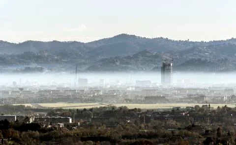 View of Turin from Caselette Stock Photos