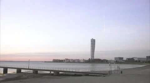 View of Turning Torso, Malmo Stock Footage 11287495