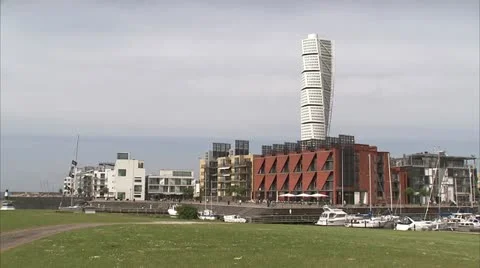View of Turning Torso, Malmo Stock Footage 11287496