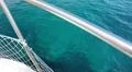 View at turquoise sea water from ship board HD Footage