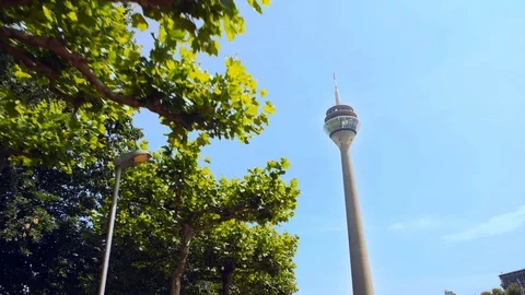 View of TV Tower in Duesseldorf with Trees in Summer Video stock 92317712