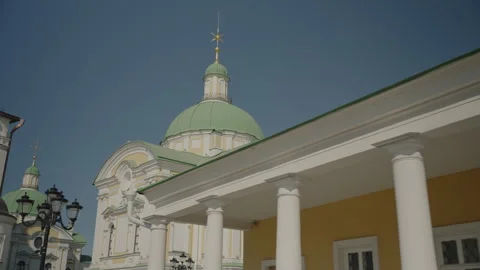 View of the Tver Transfiguration Cathedral in the center of Tver Stock Footage 319008916