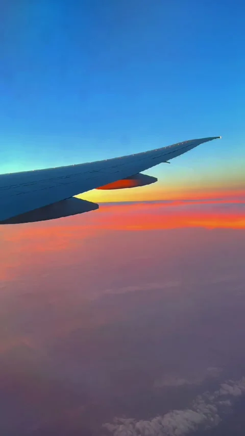 View of twilight from the airplane window. Vidéo 209751654