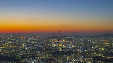 View of twilight seoul city scape Stock Footage 133844580