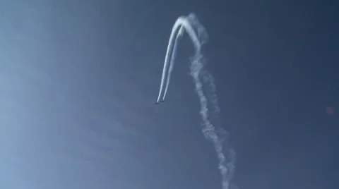 View of twin-engined planes fly in formation Stock Footage 57876996