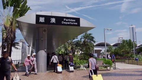 View of the two covered walkways to Macao border,4K Stock-Footage 292301740