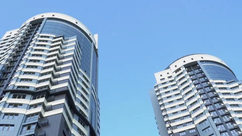 View of two high-rise skyscraper houses Stock Footage 113353907