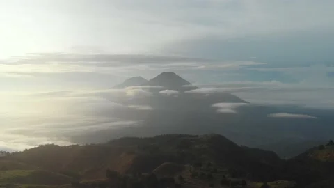 View of two mountains from mount prau Stock Footage 222899235