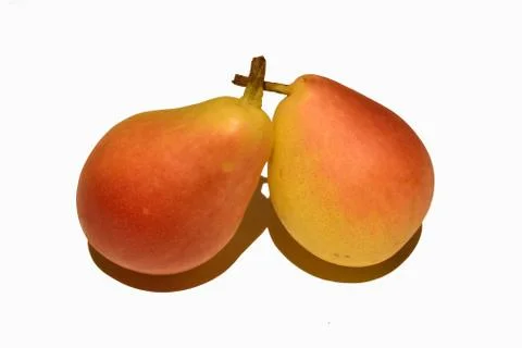 View of two pears on white background  Foto stock