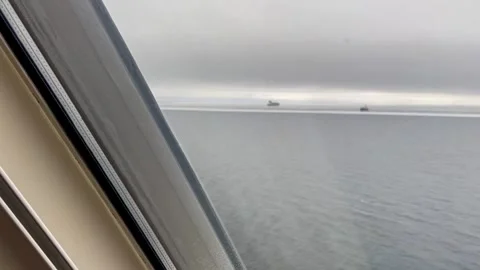 View at two ships from a ship window Stock Footage 280247089
