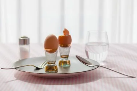 View of two soft-boiled egg Stock Photos