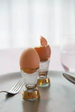 View of two soft-boiled egg Stock Photos