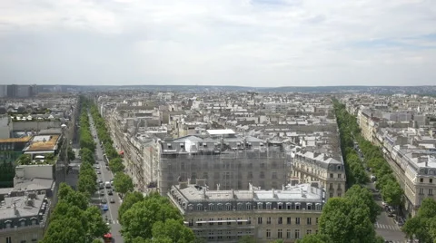 View of two streets and buildings of Paris seen from above Stock Footage 59869976