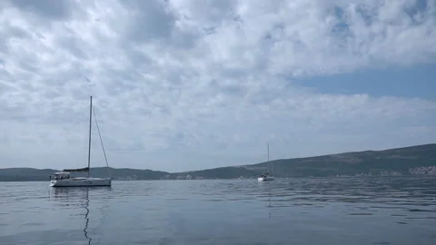 View of two yacht floating on Adriatic sea Stock Footage 101659546