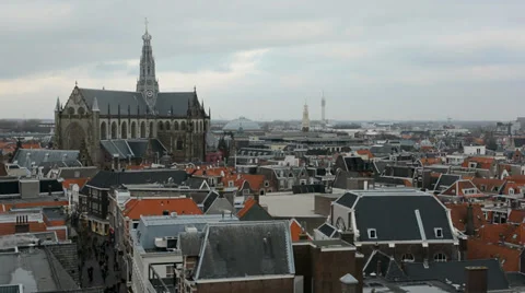 View of a typical dutch town from above Stock Footage 34623105