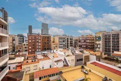 View of typical inner courtyard in the Eixample district, Barcelona, Catalonia Фото