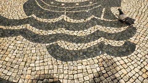 View on typical Lisbon floor, ornaments typical of this city Vídeos de archivo 108768601