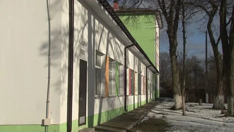 View of a typical residential  building in a Soviet city. Old panel  apartment w Stock Footage 170394101