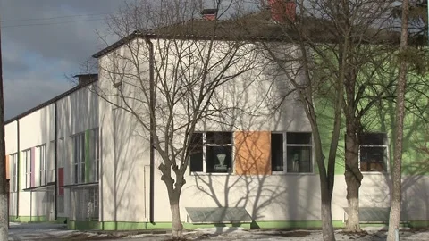 View of a typical residential  building in a Soviet city. Old panel  apartment w Stock Footage 170394123