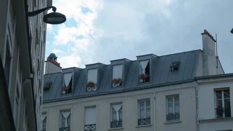 View of the typical rooftop in Paris Stock Footage 277012453
