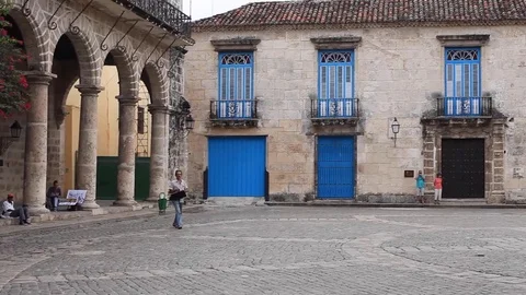 View of a typical square in Havana, Cuba. Stock Footage 126362458