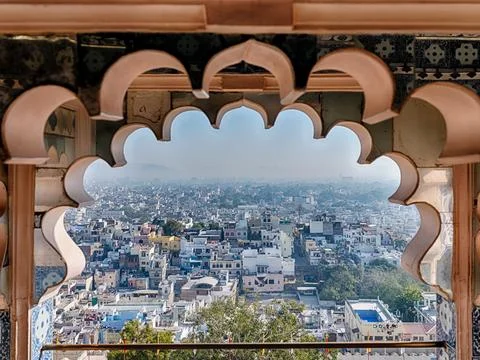 View Of Udaipur Through Window Stock Photos