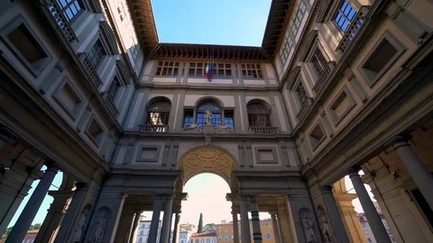 View of Uffizi art gallery in Florence Tuscany Italy Stock Footage 76040645