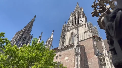 View of the Ulm münster cathedral in Germany on a sunny spring day Stock Footage 240745281