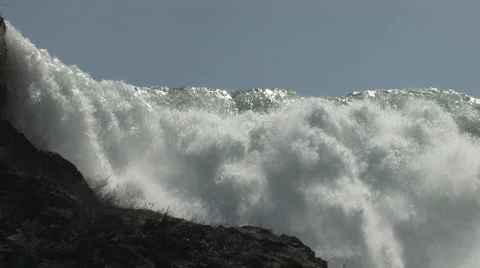 View from Under American Falls in Niagara Falls, NY Vídeo Stock 6704280