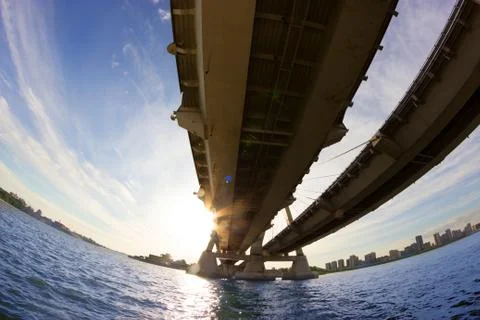 View under the big bridge Stock Photos