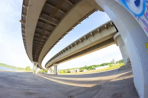 View under the big bridge Stock Photos