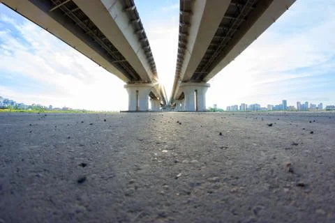 View under the big bridge Stock Photos