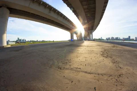 View under the big bridge Stock Photos