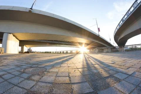 View under the big bridge Stock Photos