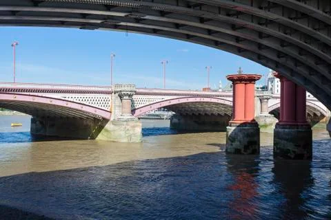View under the blackfriars railway bridge in london, uk. Stock Photos