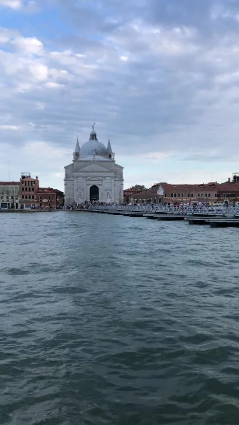 View under the bridge at Chiesa del Santissimo Redentore during festival Stock Footage 137058950